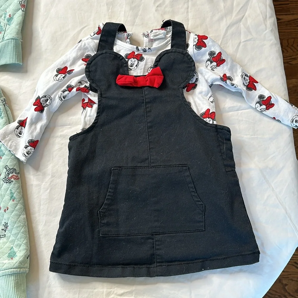Disney Baby size 9 month bundle Pink Minnie Mouse Onesie, Winnie the Pooh outfit